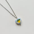 Lemon design ceramic white heart charm with silver tone chain necklace